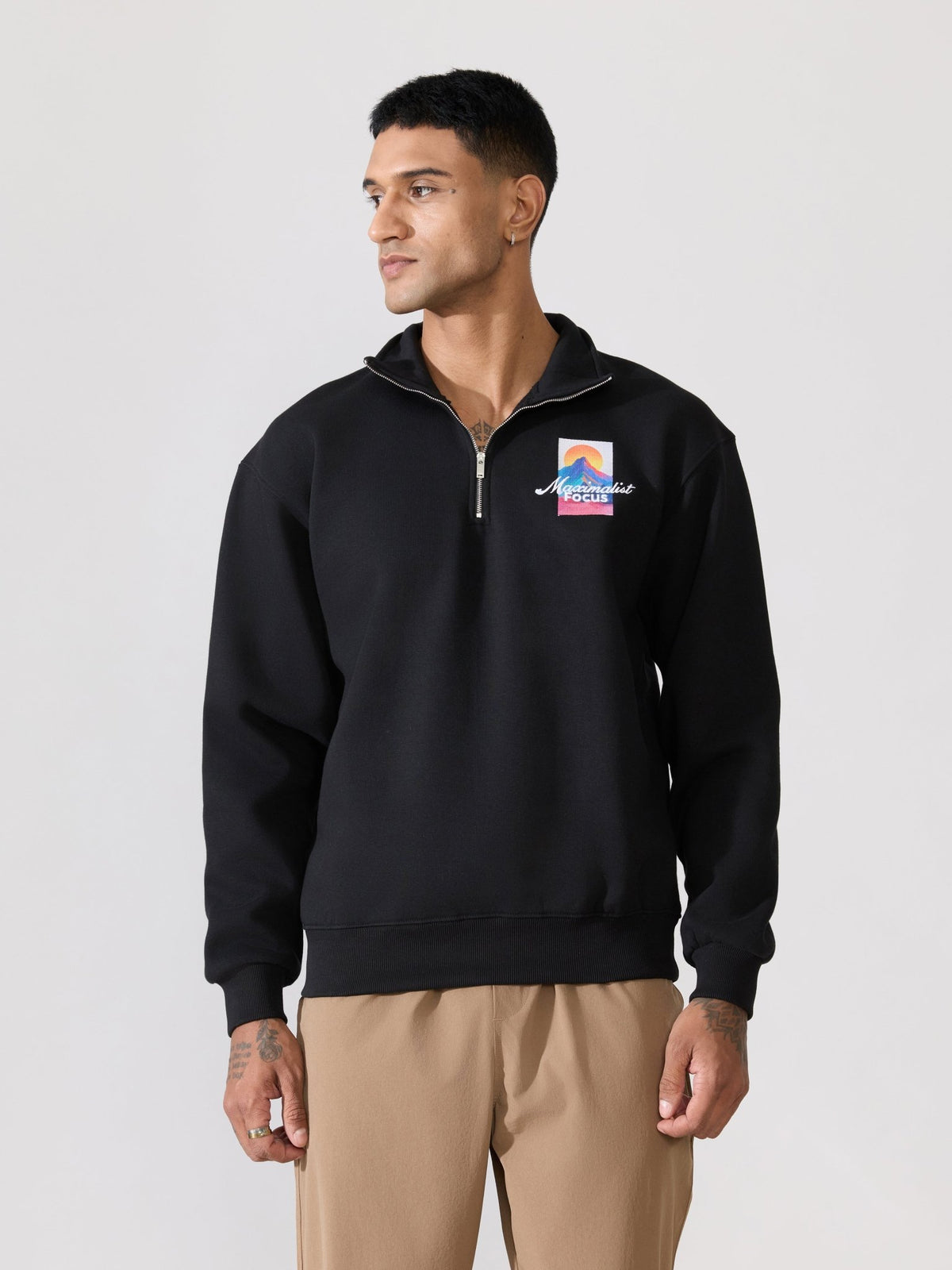Zelios - Black Adventure Graphic Half-Zip Sweatshirt - Espanshe