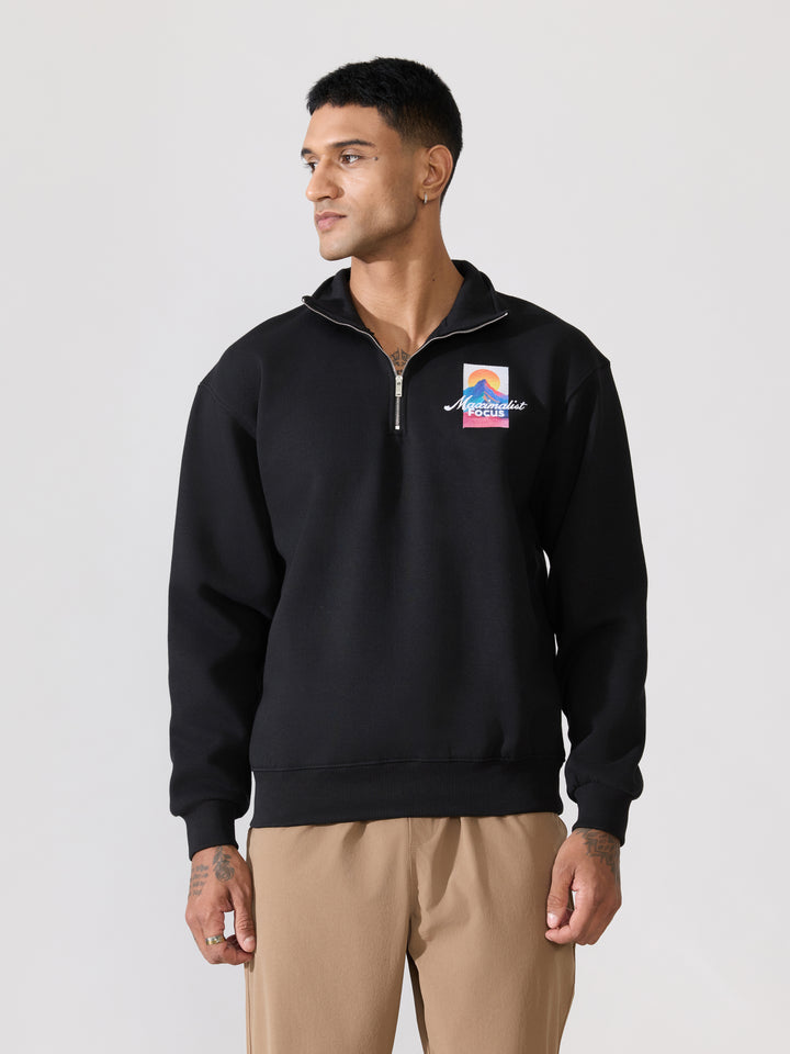 Men's Black Adventure Graphic Half-Zip Sweatshirt