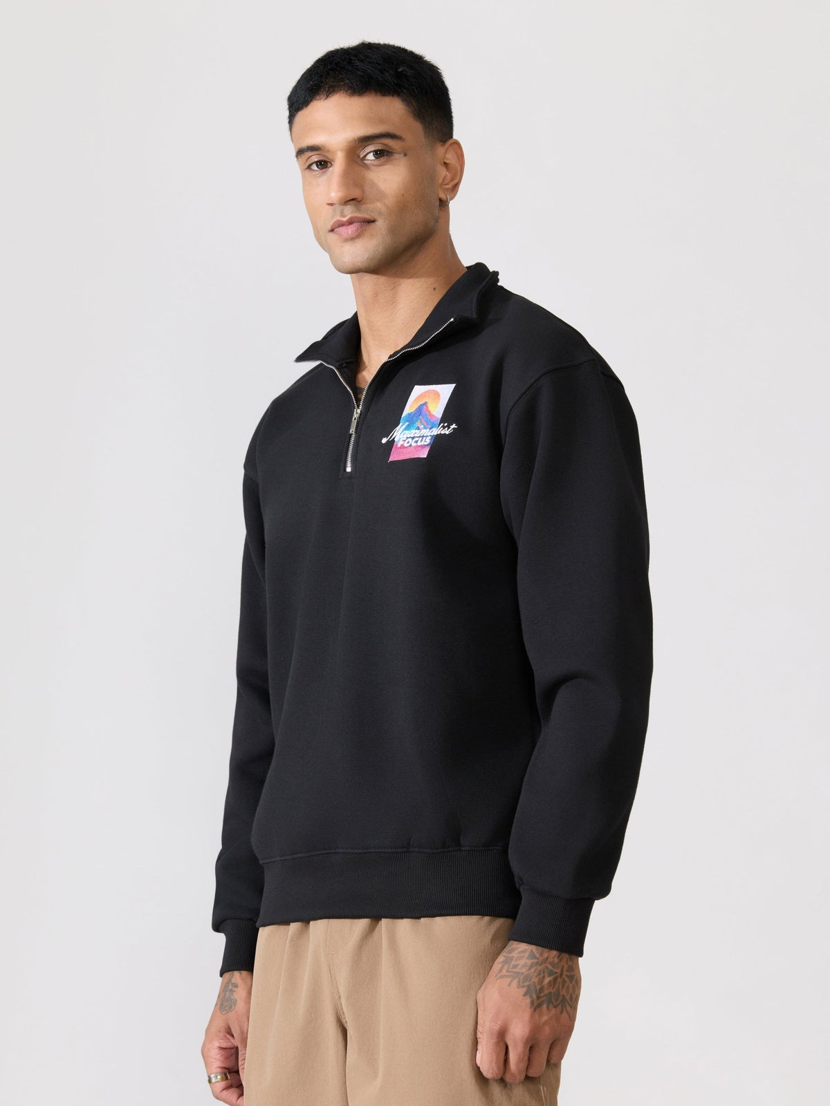 Zelios - Black Adventure Graphic Half-Zip Sweatshirt - Espanshe