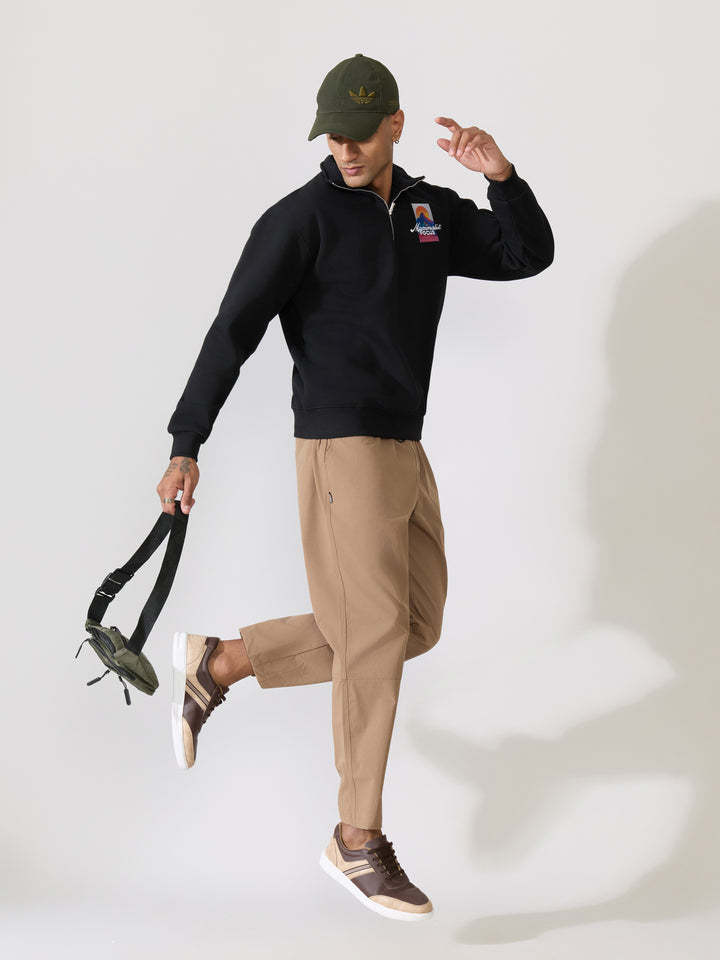 Men's Black Adventure Graphic Half-Zip Sweatshirt