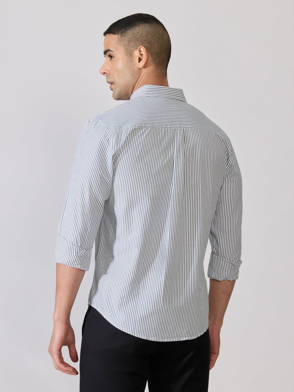 Neocut - Relaxed Striped Oxford Shirt - Green - Espanshe