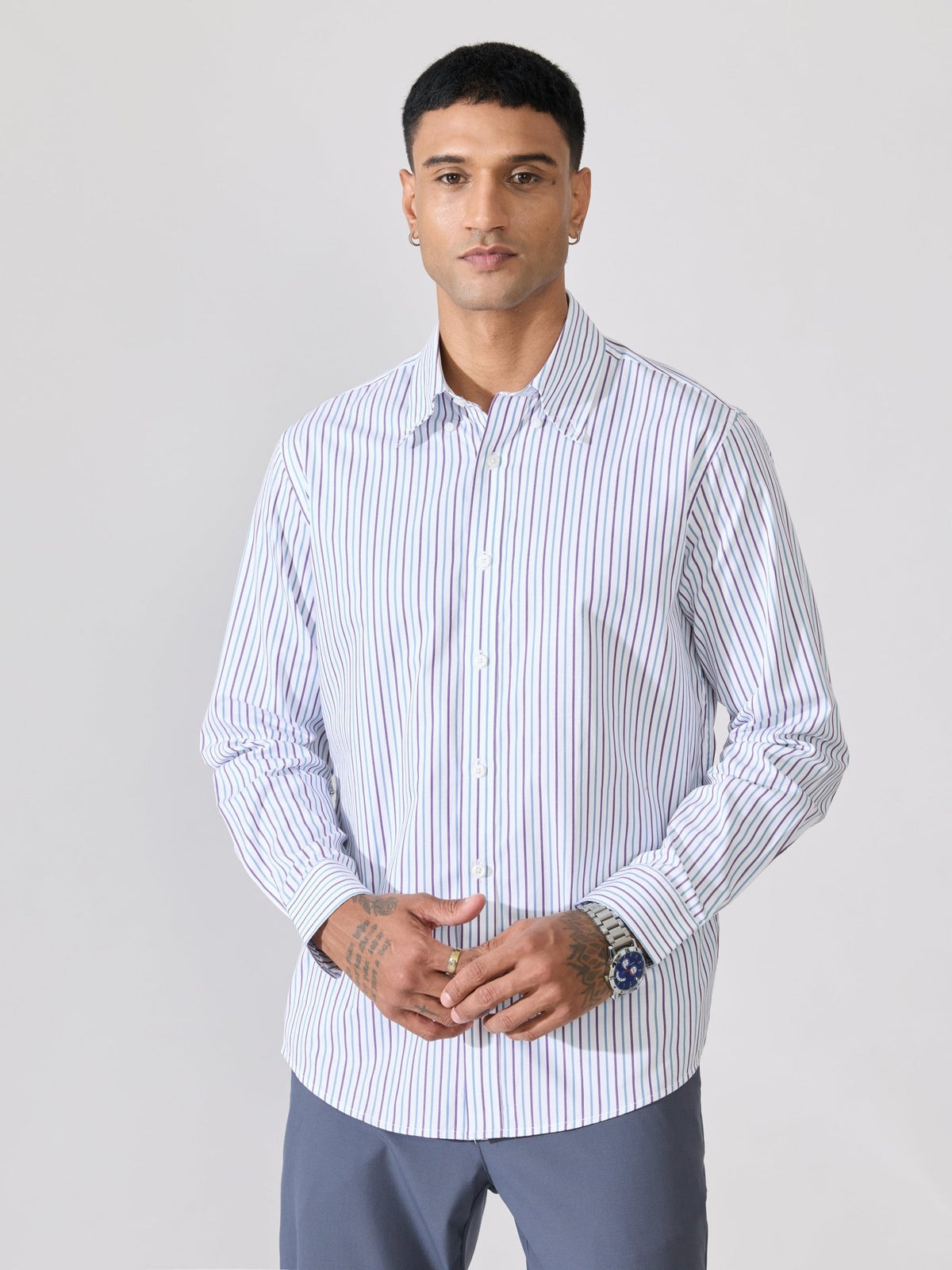 Erzela - Smart Fit Striped Shirt - Indigo - Espanshe