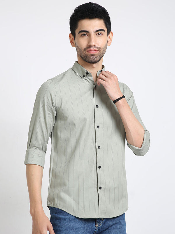 Men's Pale Leaf Green Stripes Shirt