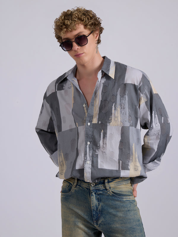Blaz - Drop Shoulder Printed Shirt - Grey