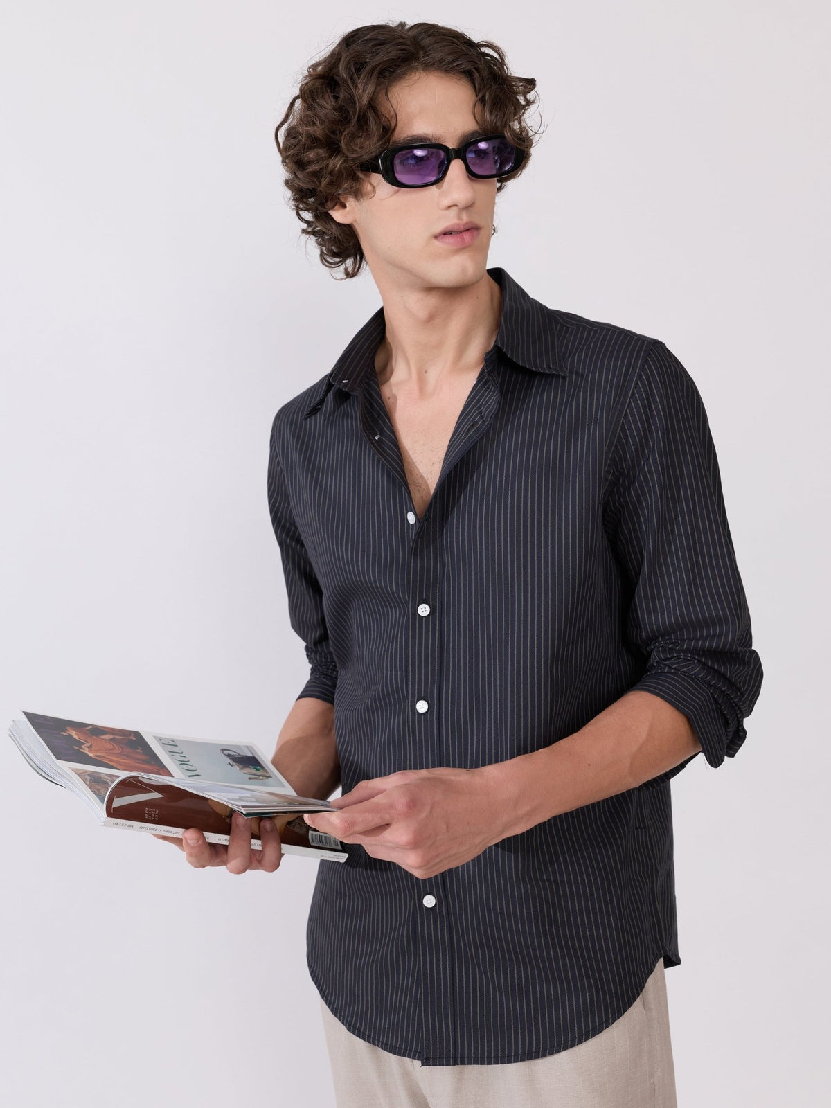 Erzela - Smart Fit Striped Shirt - Black - Espanshe