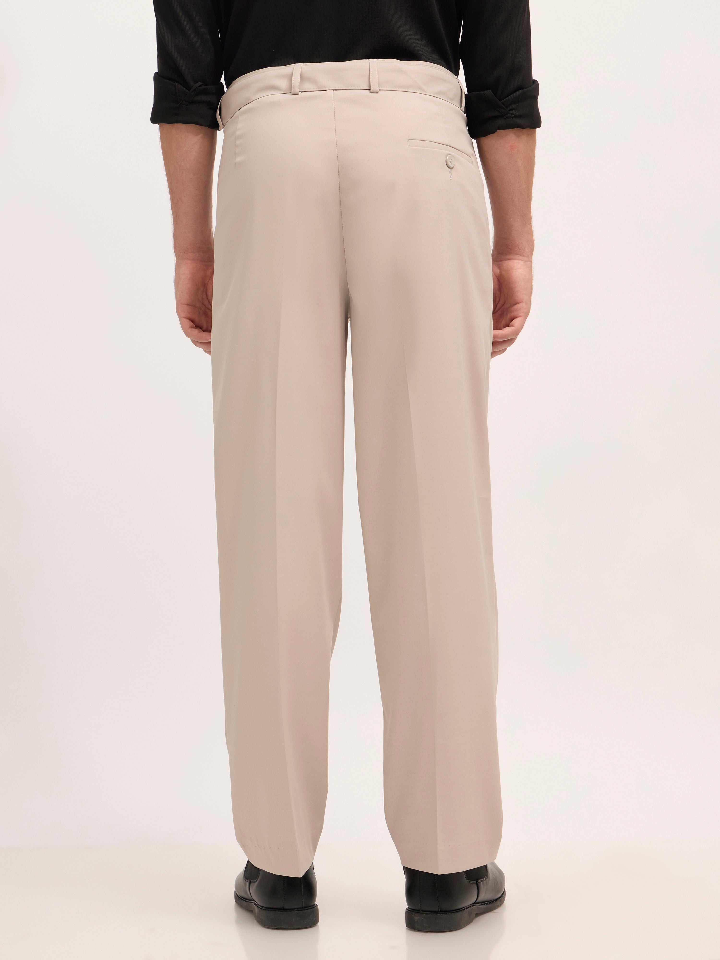 Maximilian -men's  Beltless Formal Pant in grey