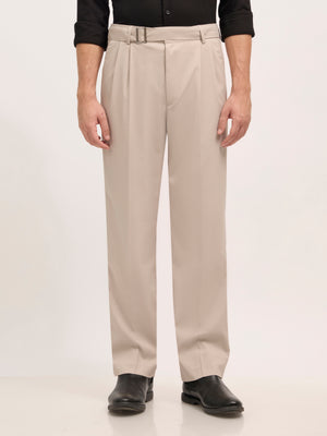 Maximilian -men's  Beltless Formal Pant in grey