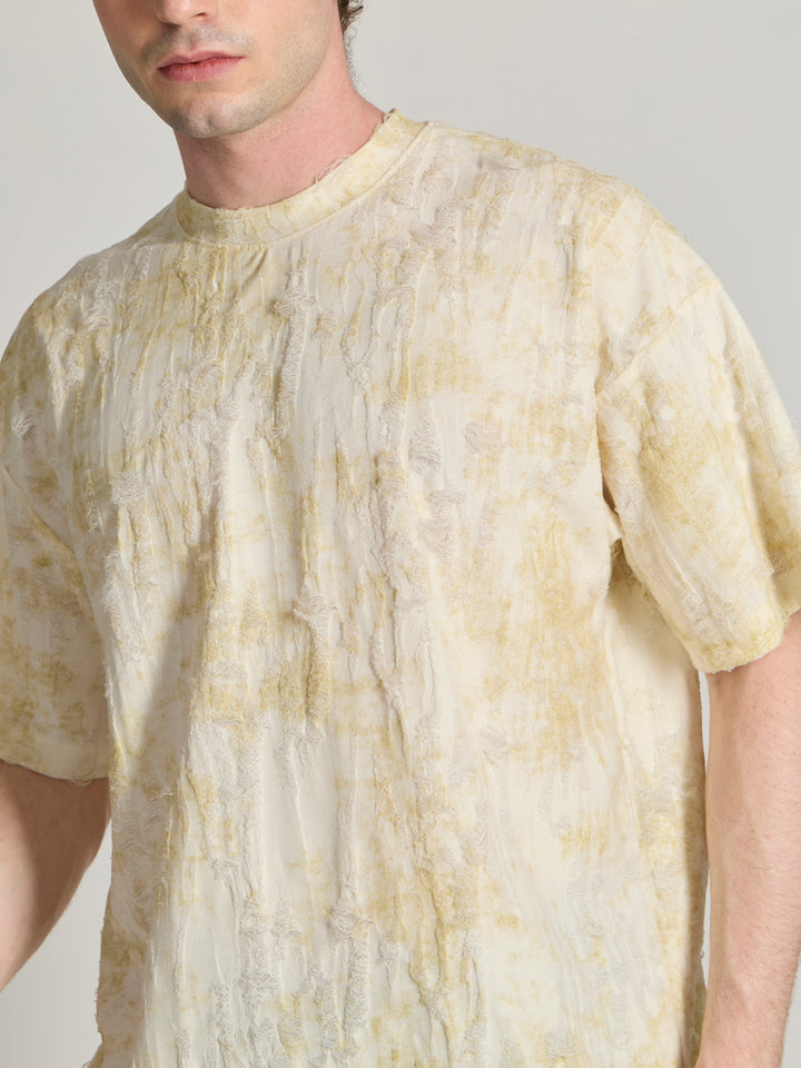 man wearing a Distressed Oversized T-Shirt - yellow