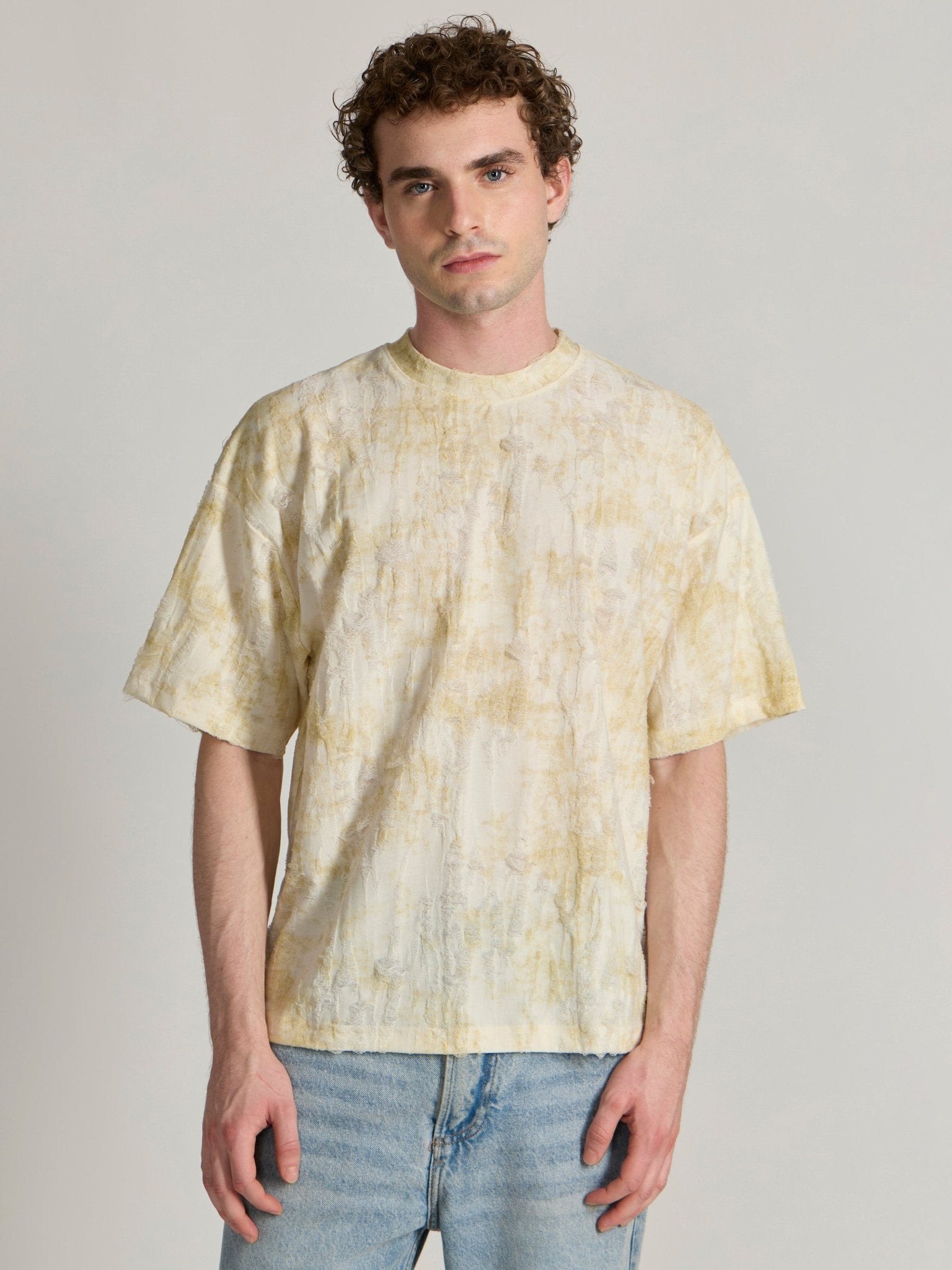 Galloway - Distressed Oversized T-Shirt - Yellow - Espanshe