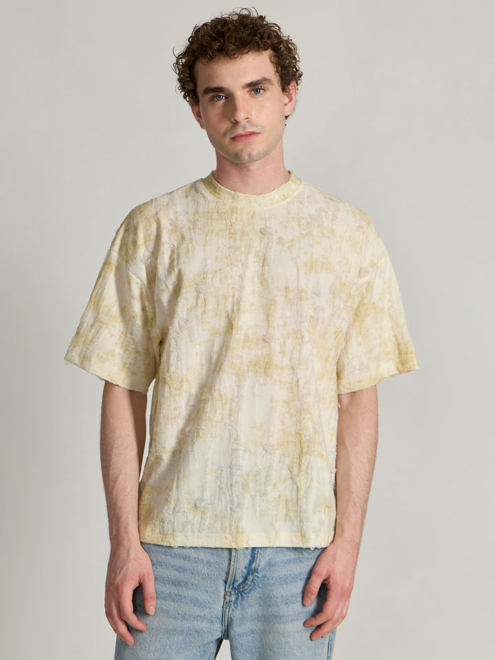 man wearing a Distressed Oversized T-Shirt - yellow