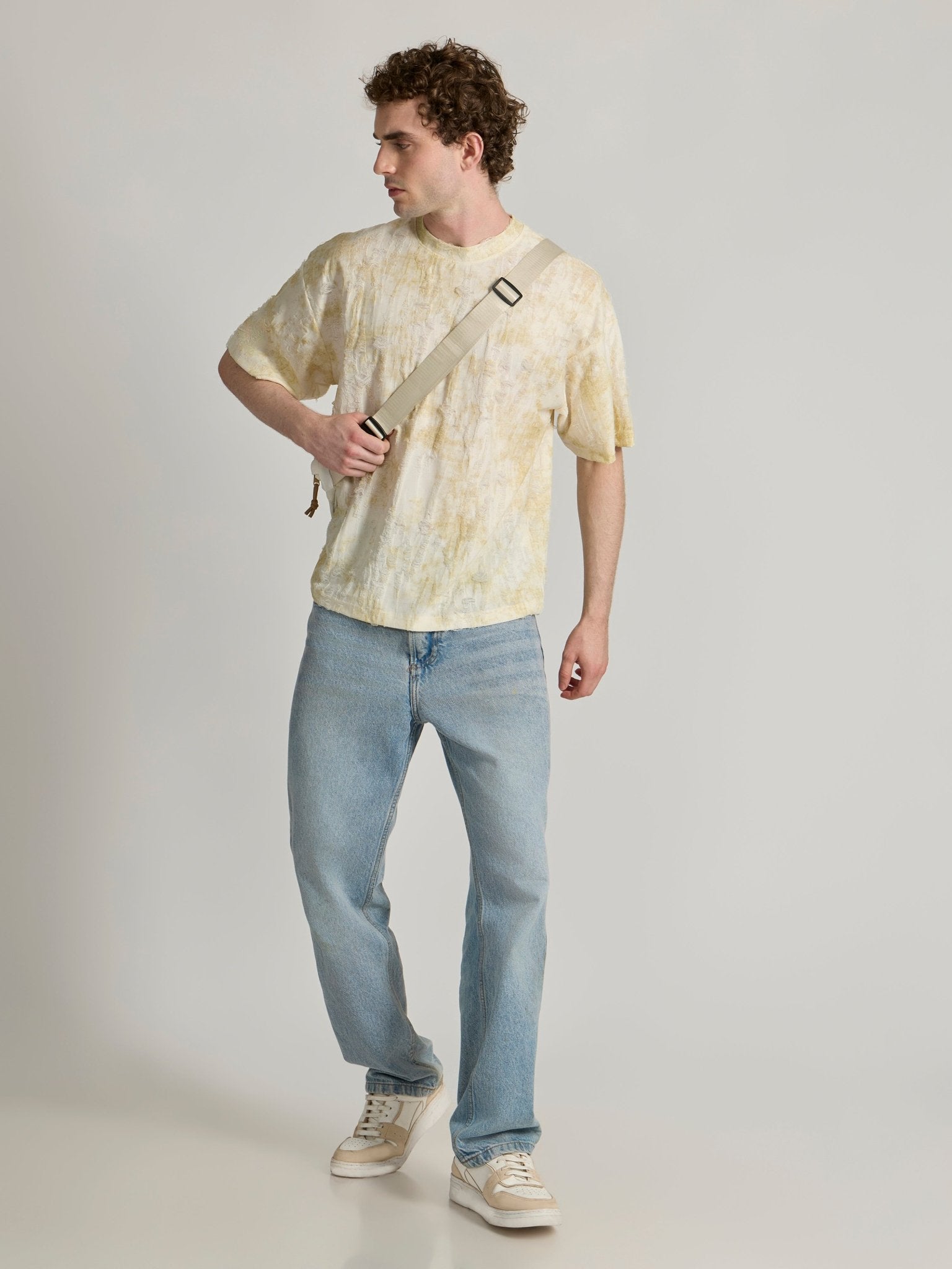 Galloway - Distressed Oversized T-Shirt - Yellow - Espanshe