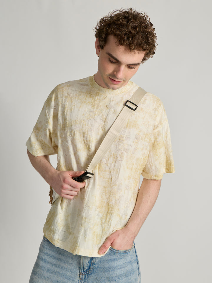 man wearing a Distressed Oversized T-Shirt - yellow