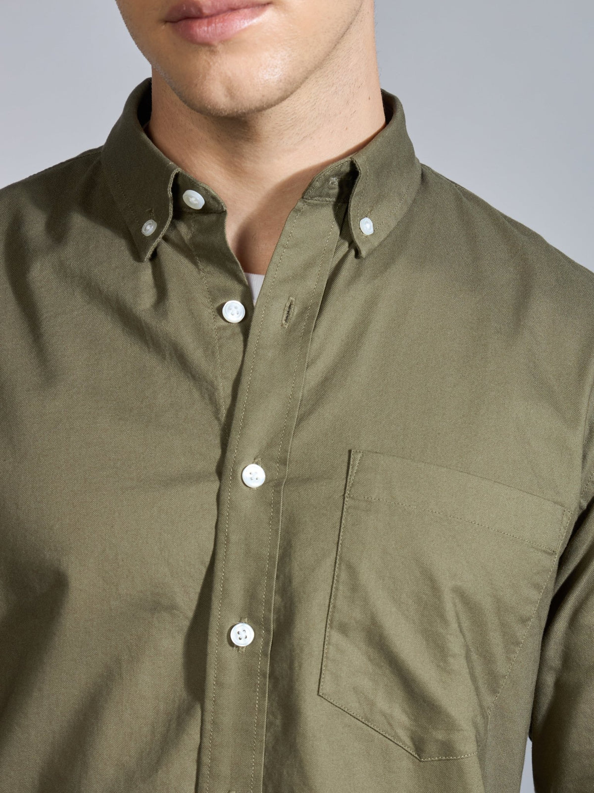 Flux - Relaxed Fit Oxford Shirt - Olive Green - Espanshe