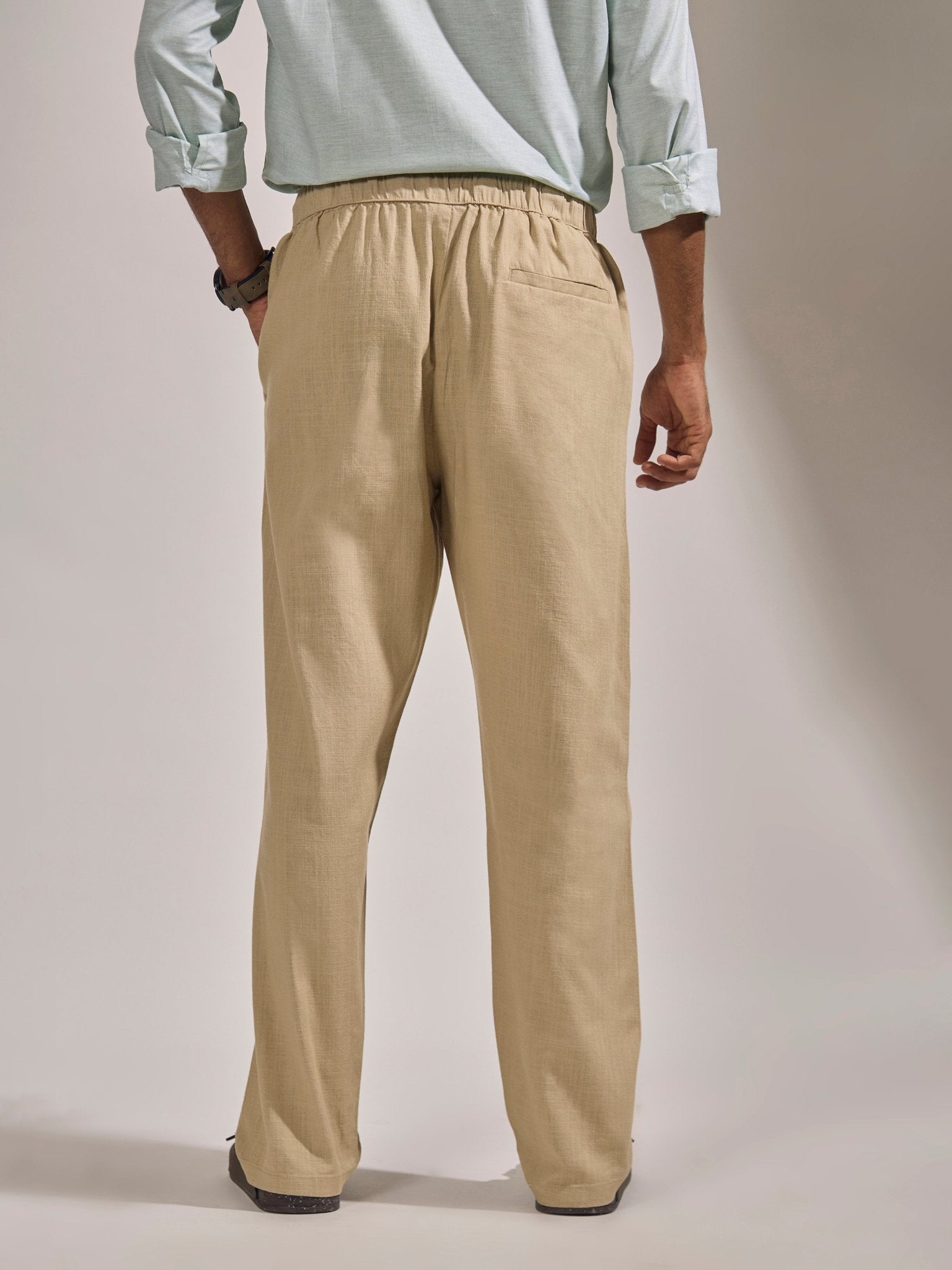 Gwynetha - Loose Fit Linen Joggers - Beige - Espanshe