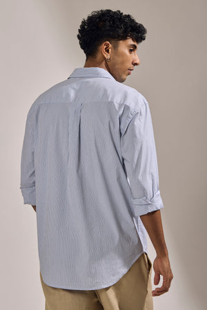 men's oversized olive blue  stripped shirt with full sleeve and chest pocket made from 100% cotton.
pure cotton shirts for men
oversized shirts for men