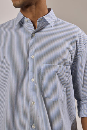men's oversized olive blue  stripped shirt with full sleeve and chest pocket made from 100% cotton.
pure cotton shirts for men
oversized shirts for men