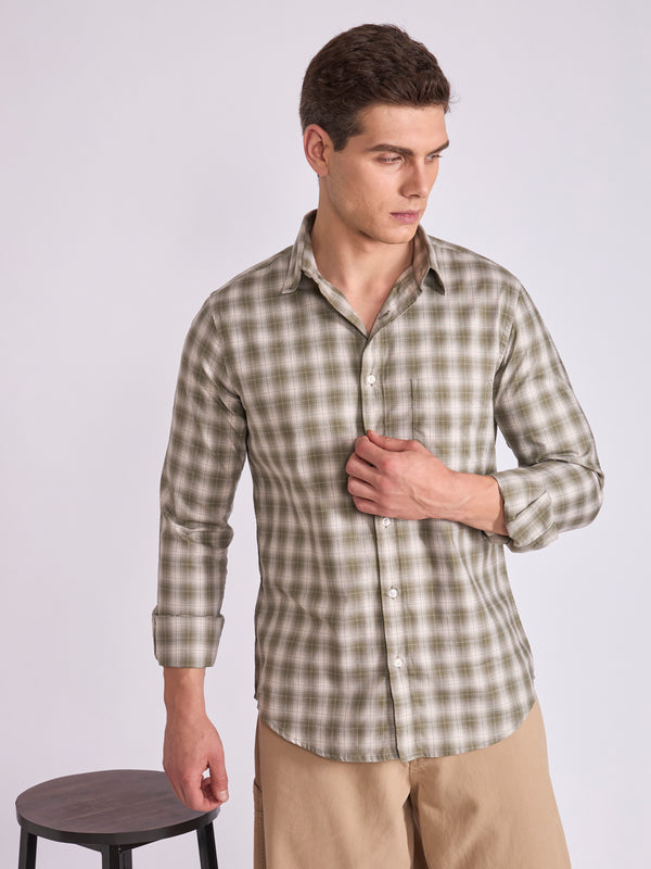 Quint - Check Shirt - Olive Green
