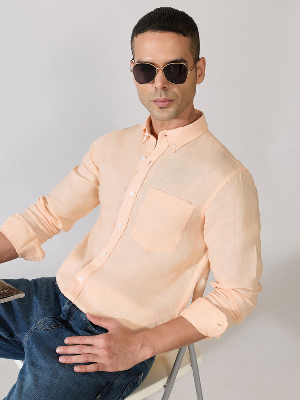 Erta - Relaxed Linen Shirt - Buff Orange