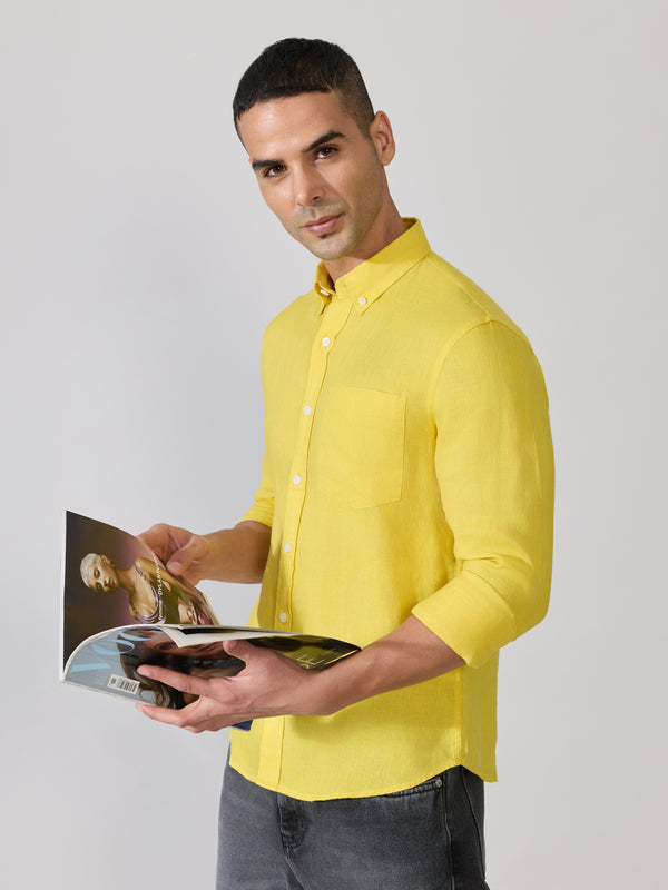 Erta - Relaxed Linen Shirt - Yellow
