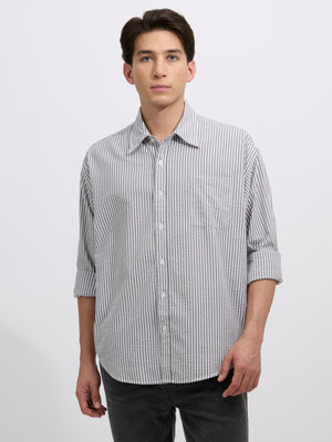 Cullen - men's Casual Striped Shirt - gray color