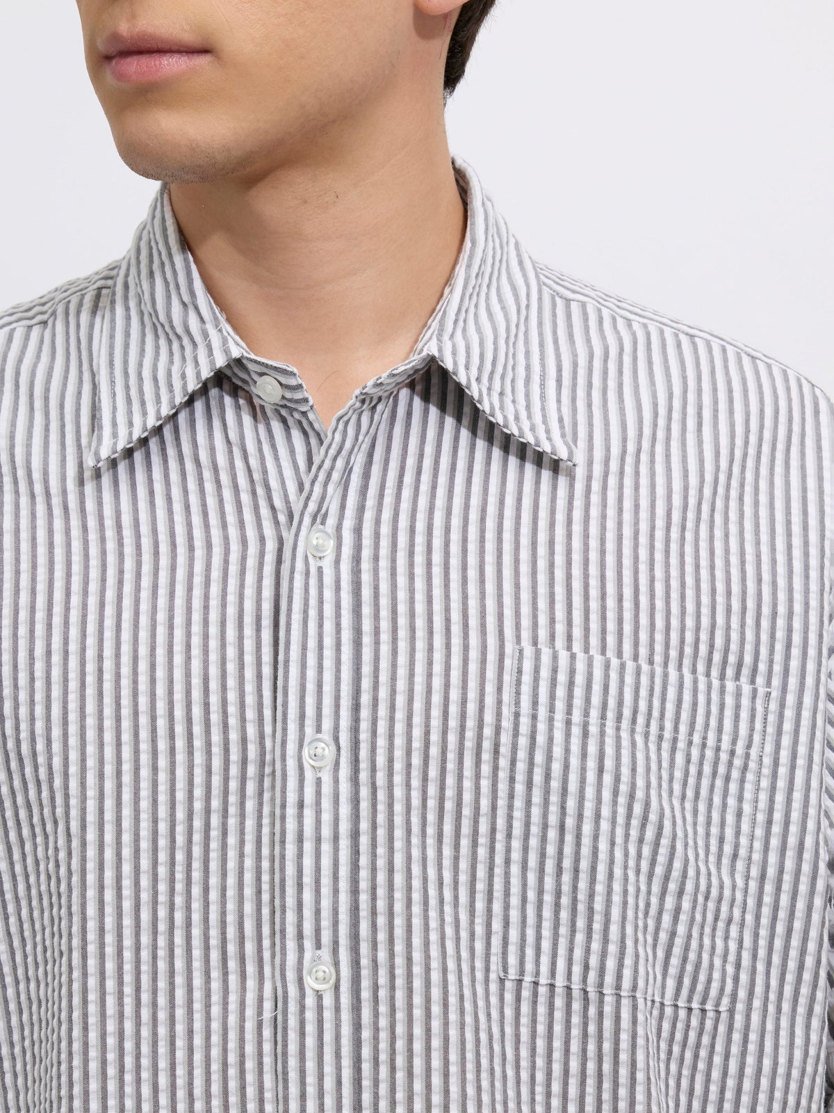 Cullen - Casual Striped Shirt - Grey - Espanshe