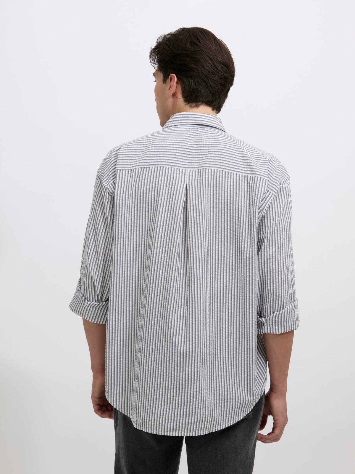 Cullen - Casual Striped Shirt - Grey - Espanshe