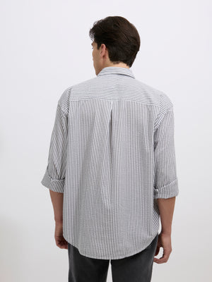 Cullen - men's Casual Striped Shirt - gray color