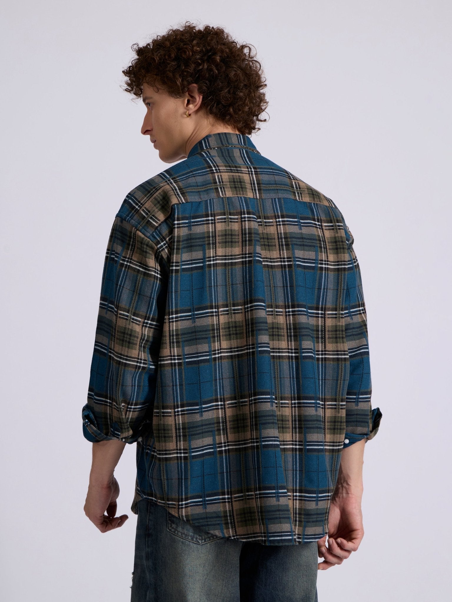 Talbot - Drop Shoulder Checks Shirt - Blue - Espanshe