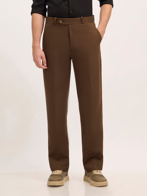 men's Straight Fit Formal Pant - dark brown
