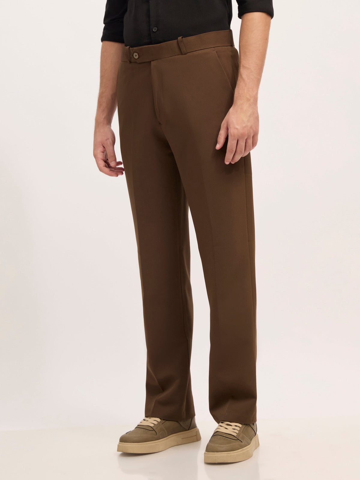Lars - Straight Fit Formal Pant - Dark Brown - Espanshe
