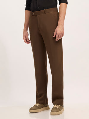 men's Straight Fit Formal Pant - dark brown