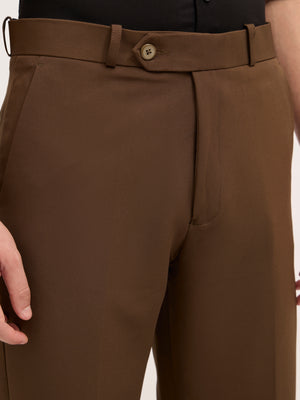 men's Straight Fit Formal Pant - dark brown
