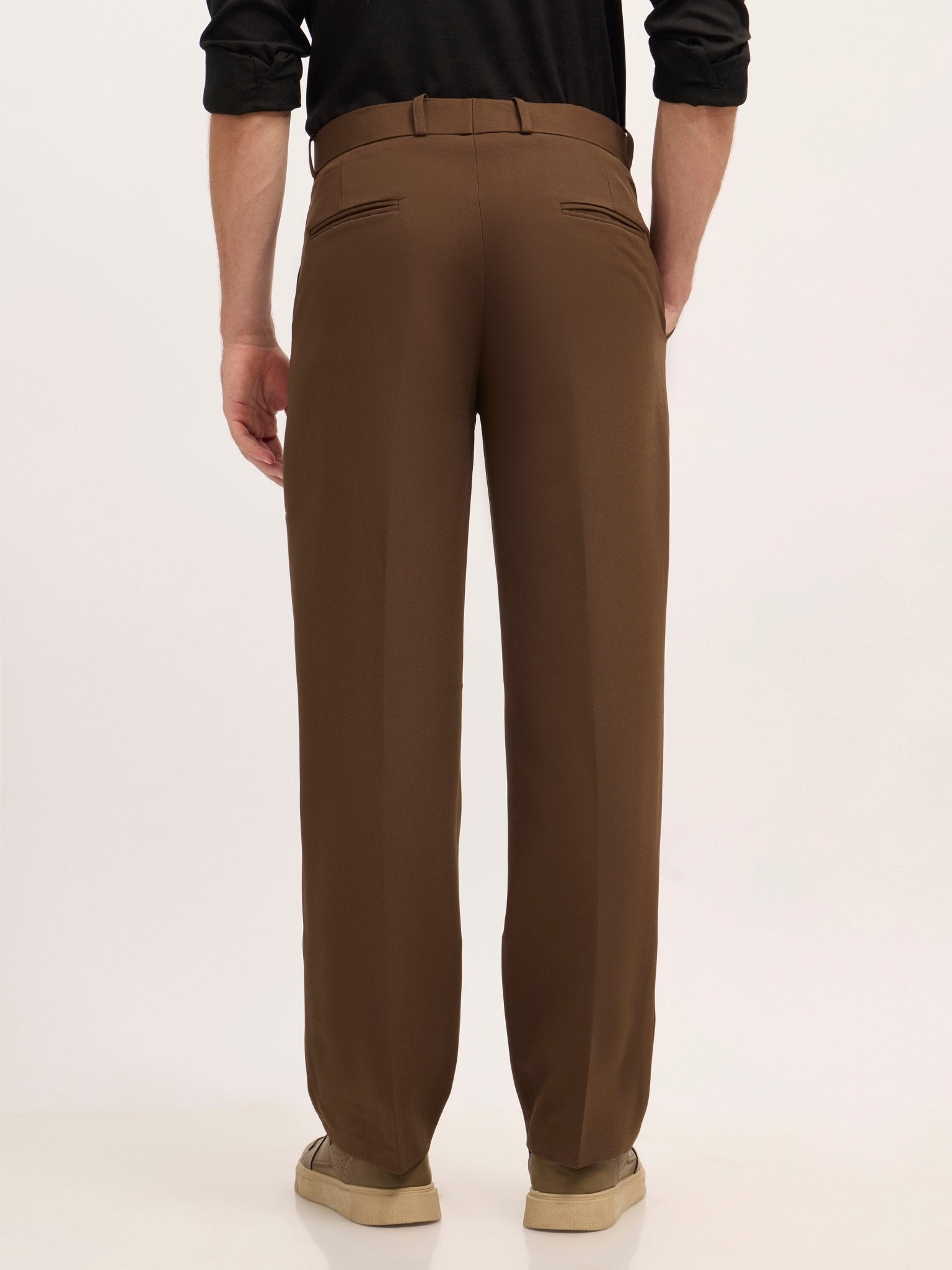 Lars - Straight Fit Formal Pant - Dark Brown - Espanshe