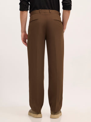 men's Straight Fit Formal Pant - dark brown