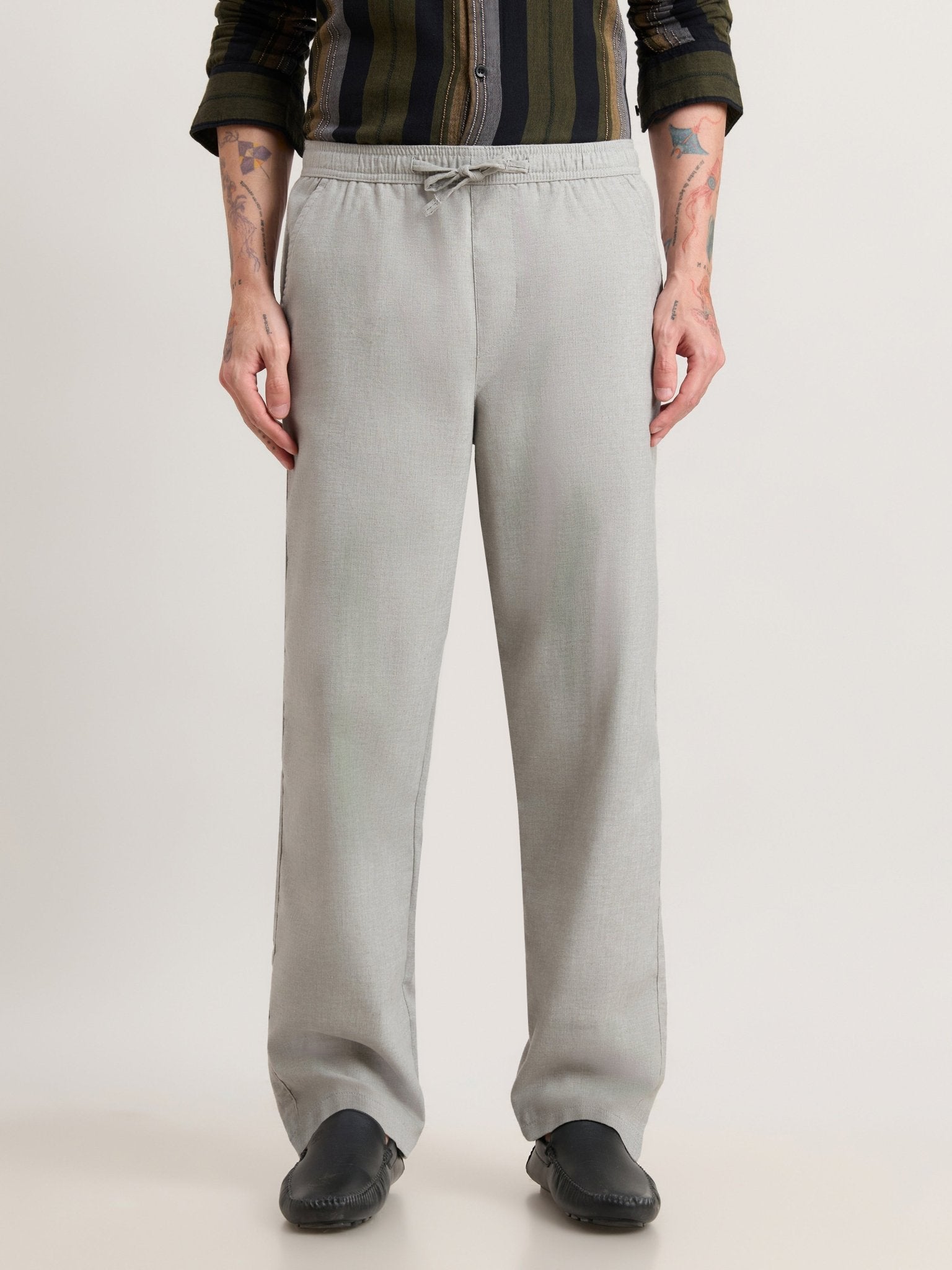 Nesisor - Straight Fit Casual Pant - Light Grey - Espanshe