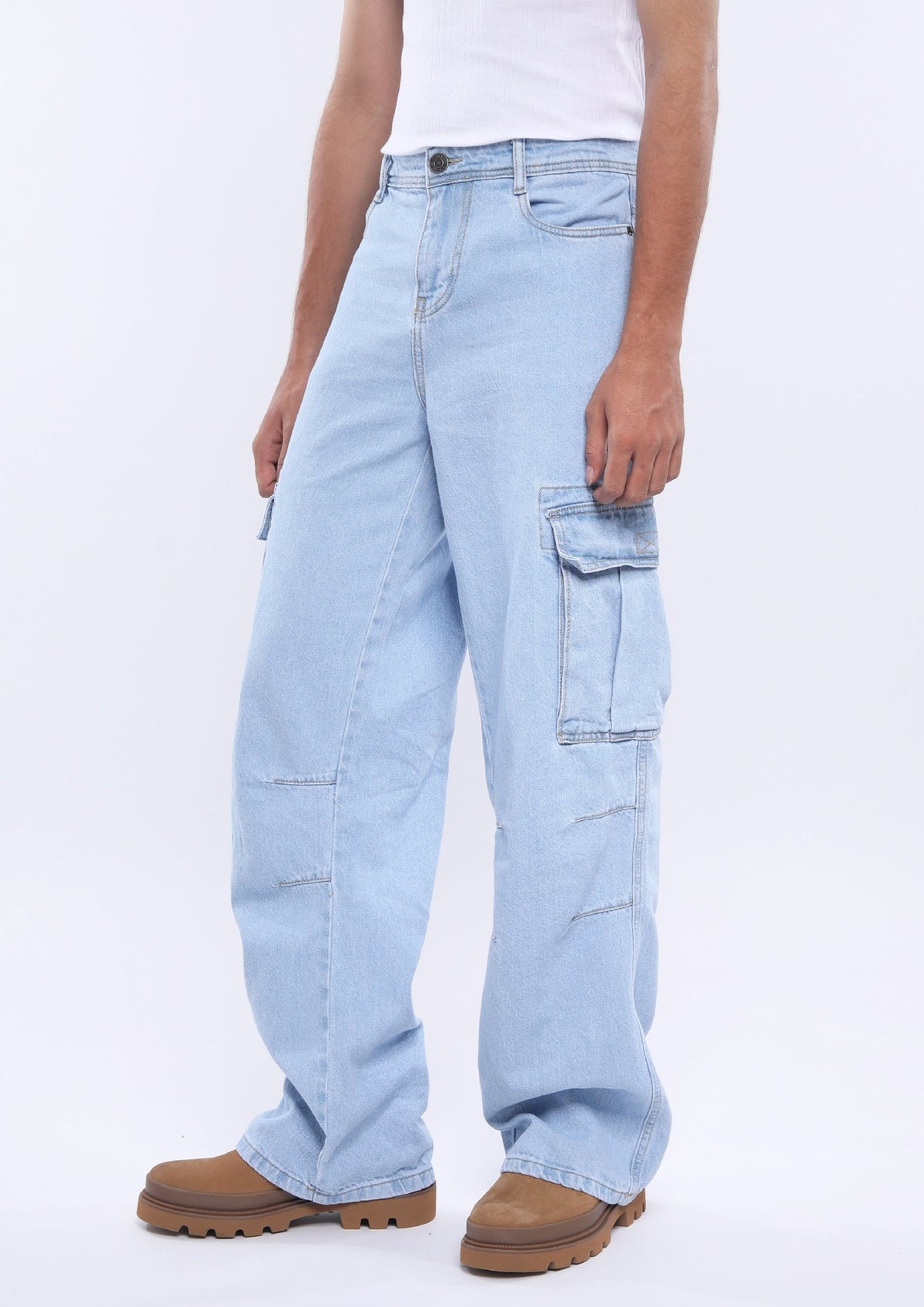 Arlo - Loose Cargo Jeans - Light Blue - Espanshe