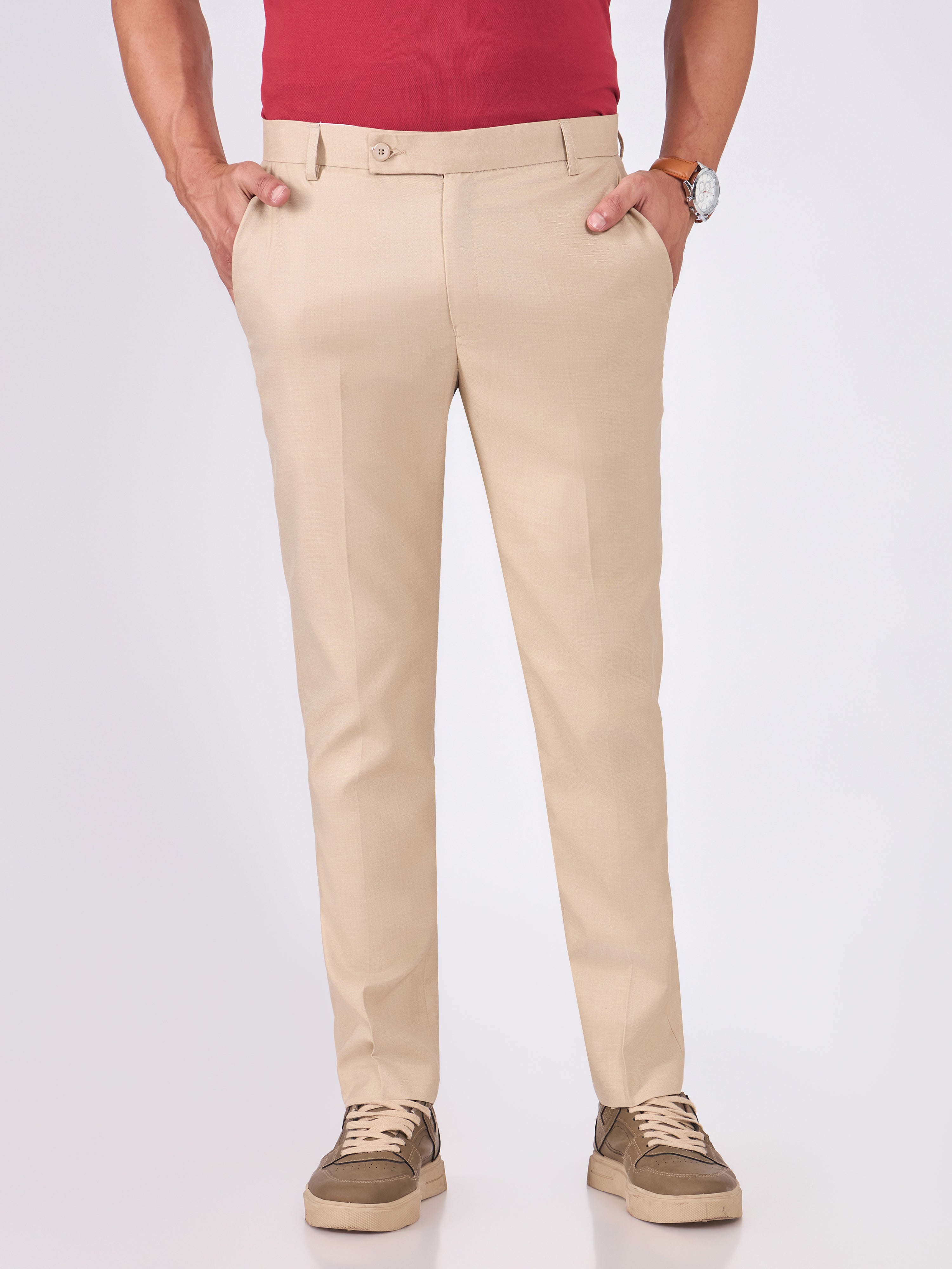 Men's Skinny Fit Formal Pant - Beige