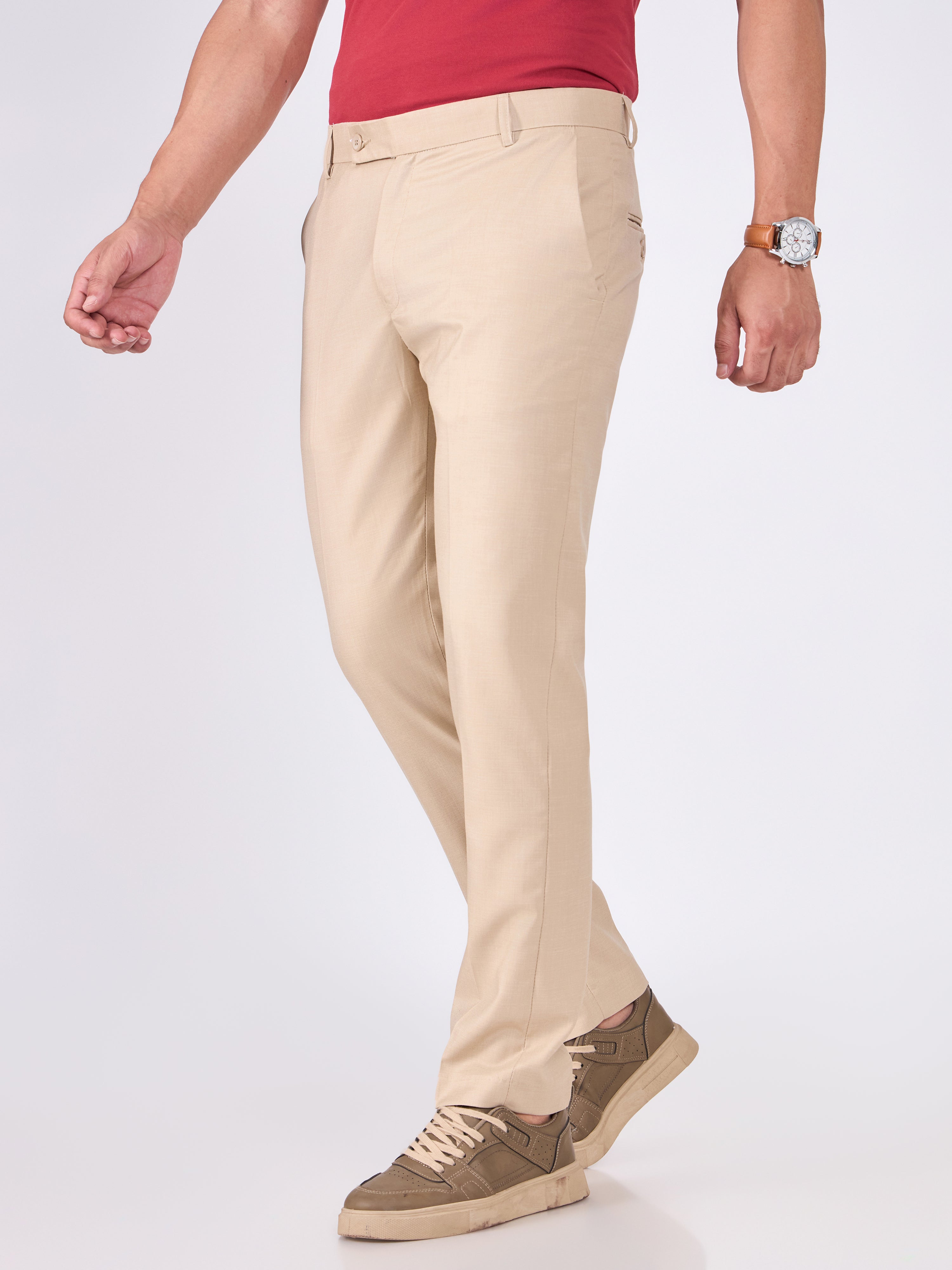 Men's Skinny Fit Formal Pant - Beige