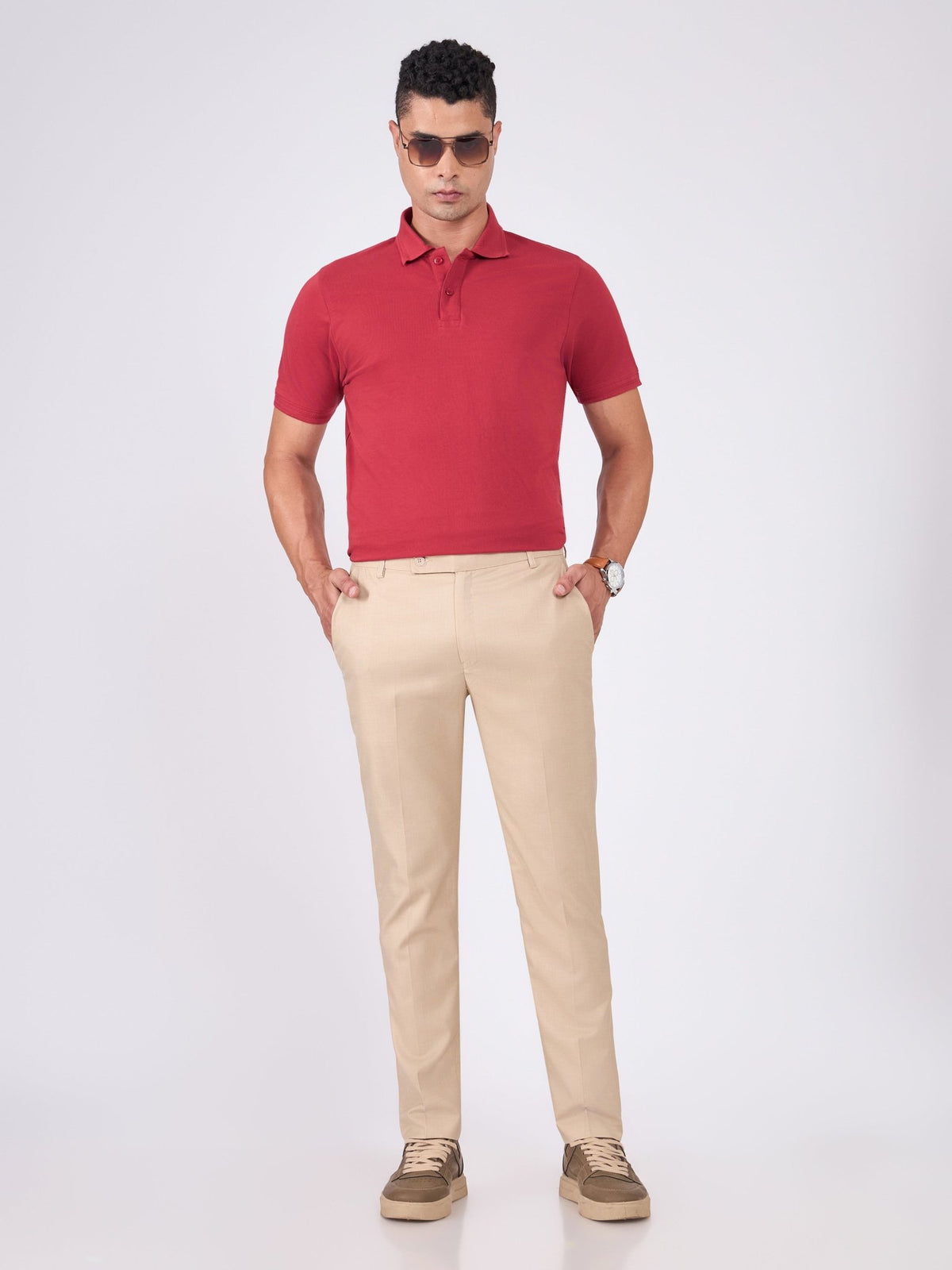 Itron - Skinny Fit Formal Pant - Beige - Espanshe