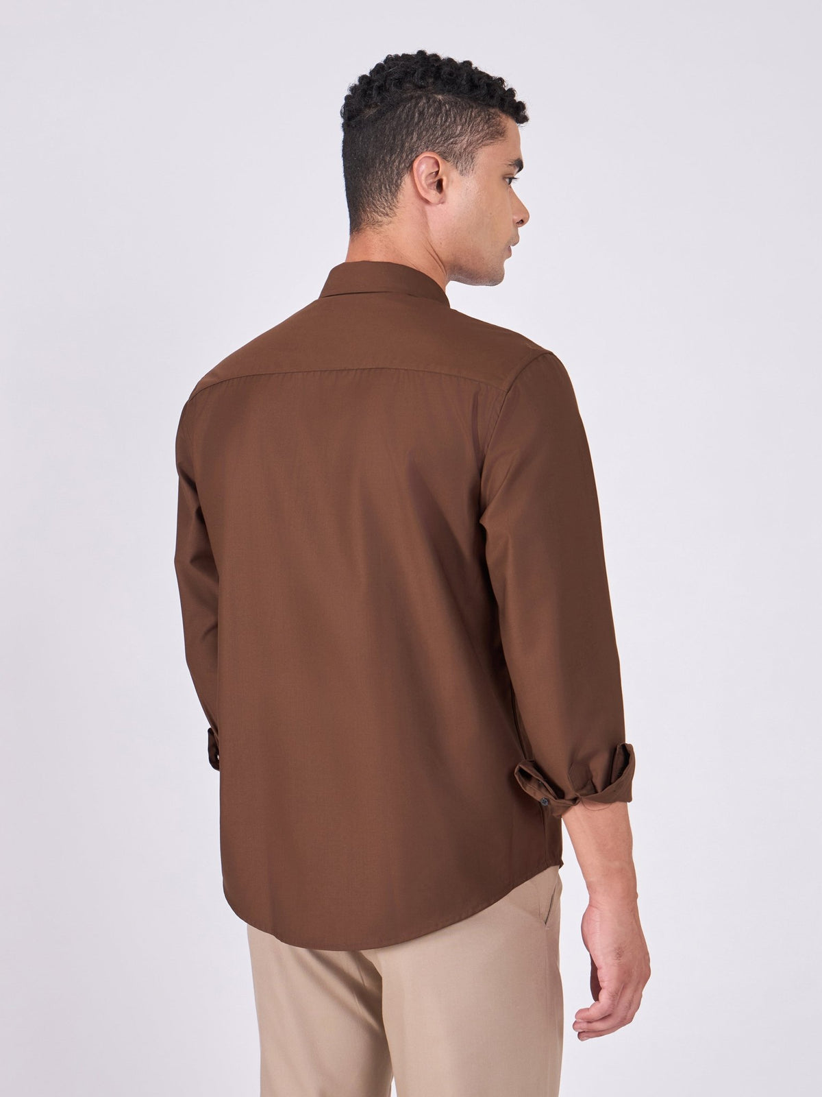 Orville - Tencel Plain Shirt - Brown - Espanshe