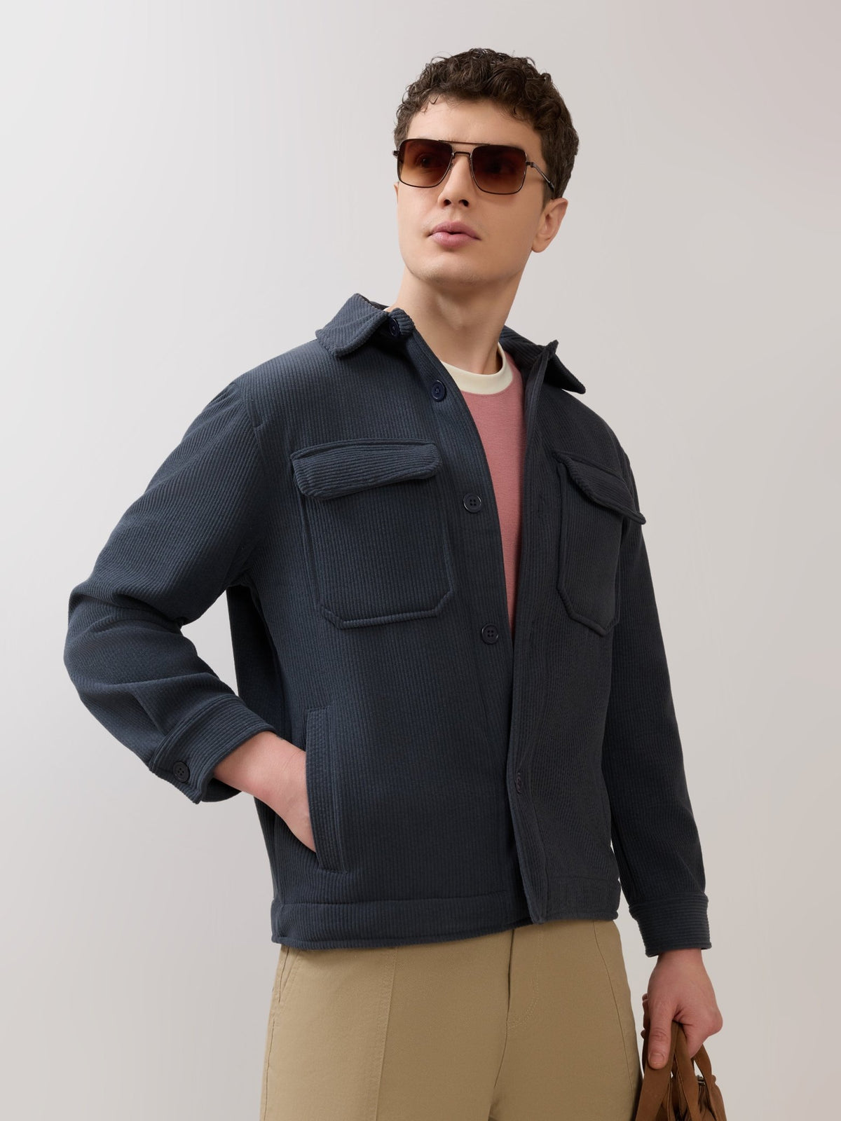 Alloy - Relaxed Corduroy Shacket - Blue - Espanshe