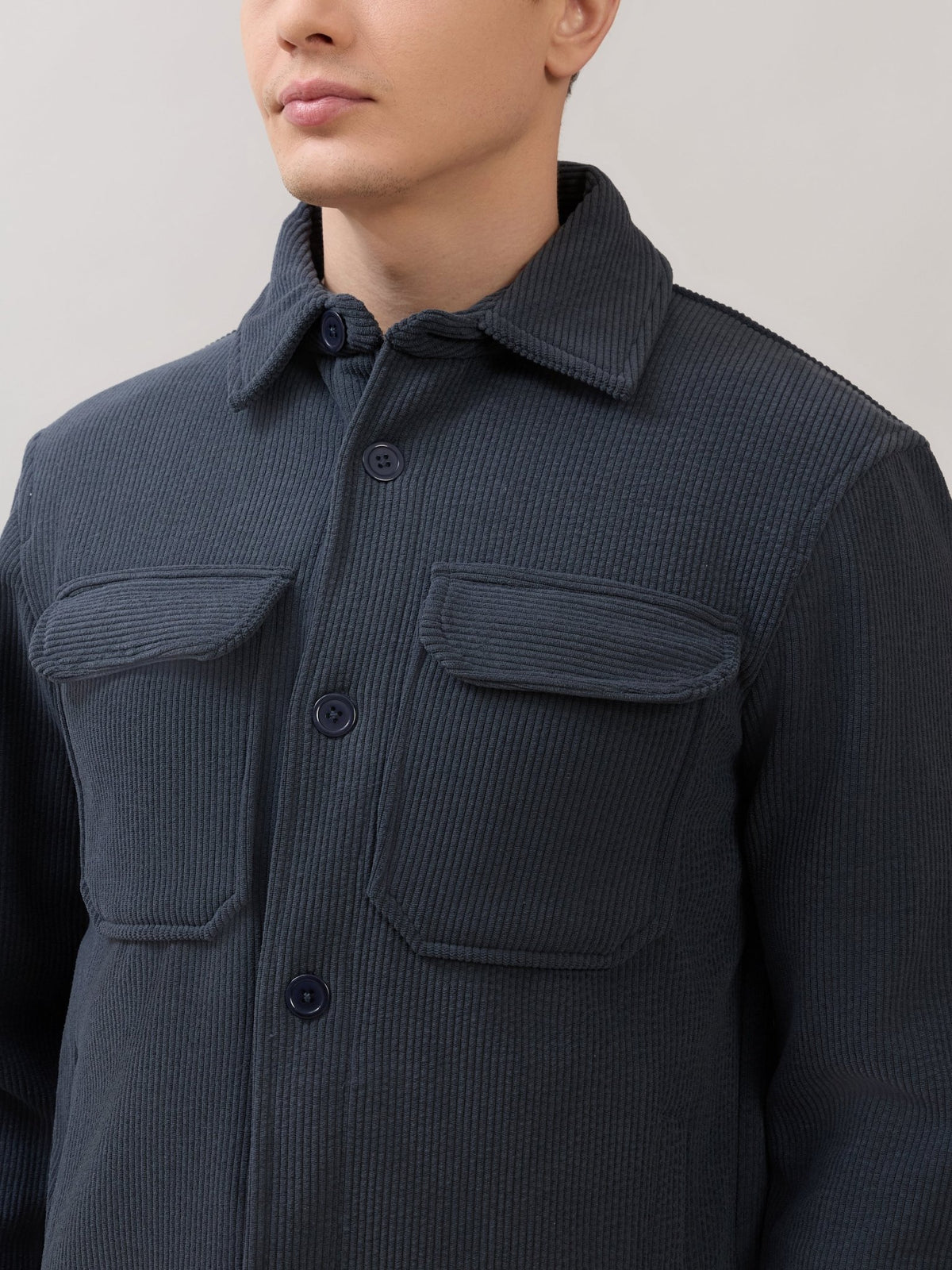 Alloy - Relaxed Corduroy Shacket - Blue - Espanshe