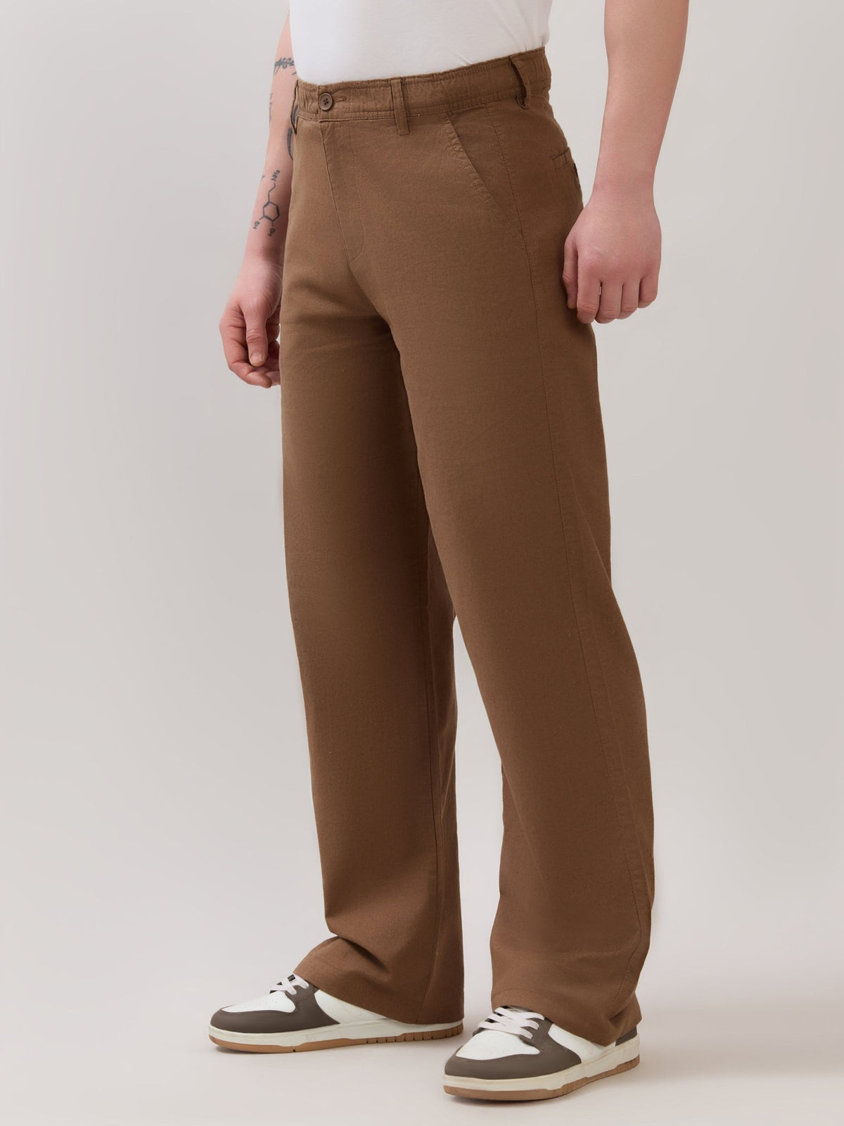 Chic - Loose Fit Linen Pant - Caramel Brown - Espanshe