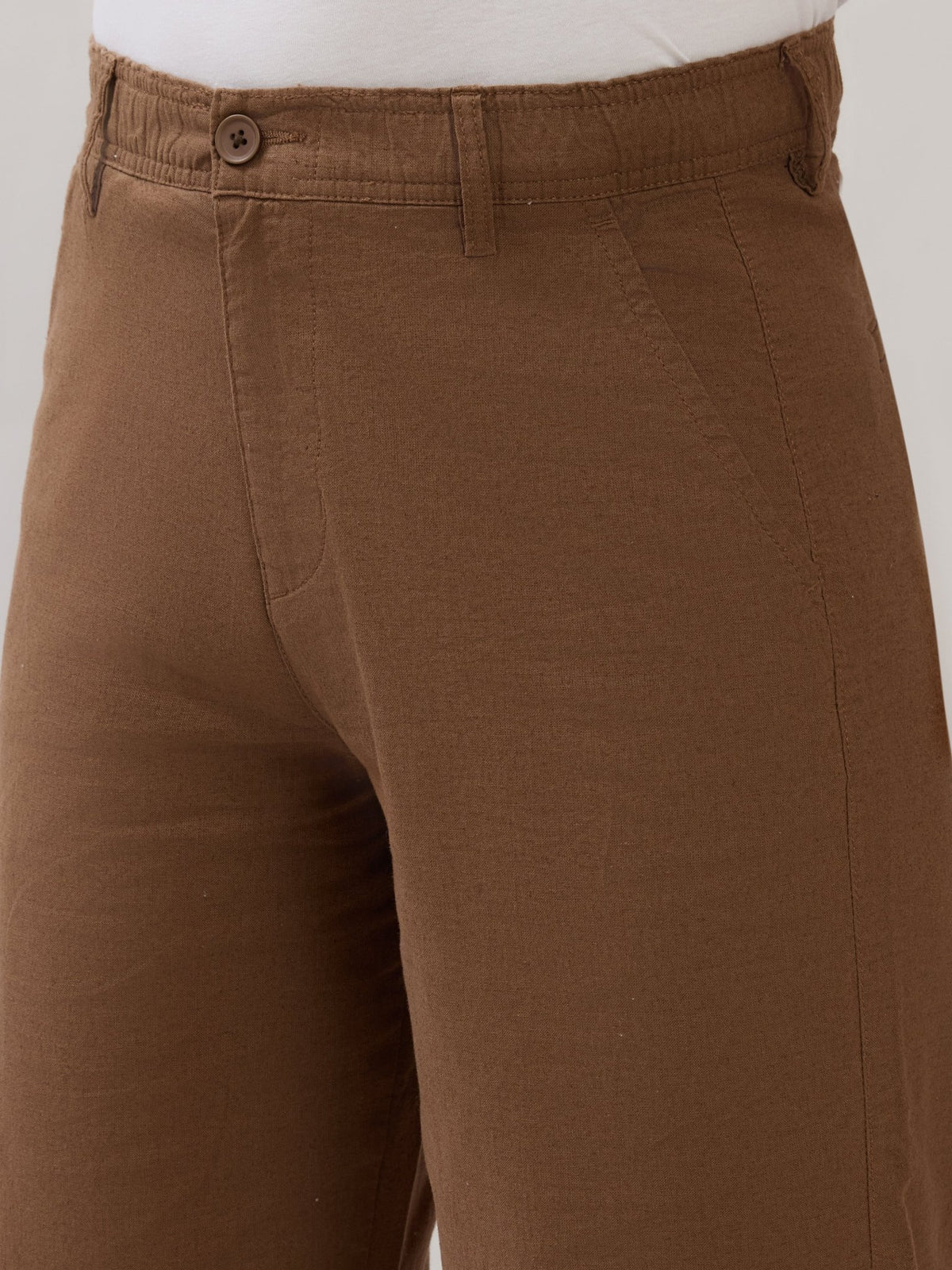 Chic - Loose Fit Linen Pant - Caramel Brown - Espanshe