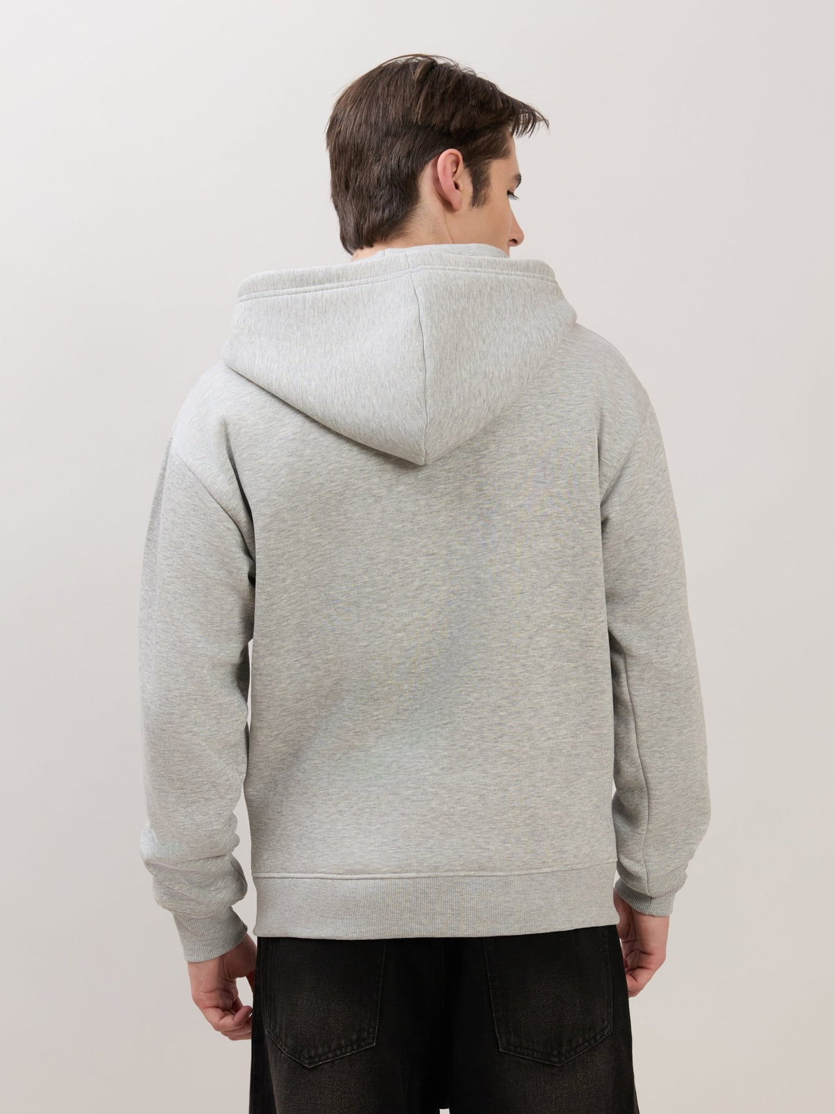 Apex - Relaxed Fit Printed Zipper Hoodies - Grey Milange - Espanshe