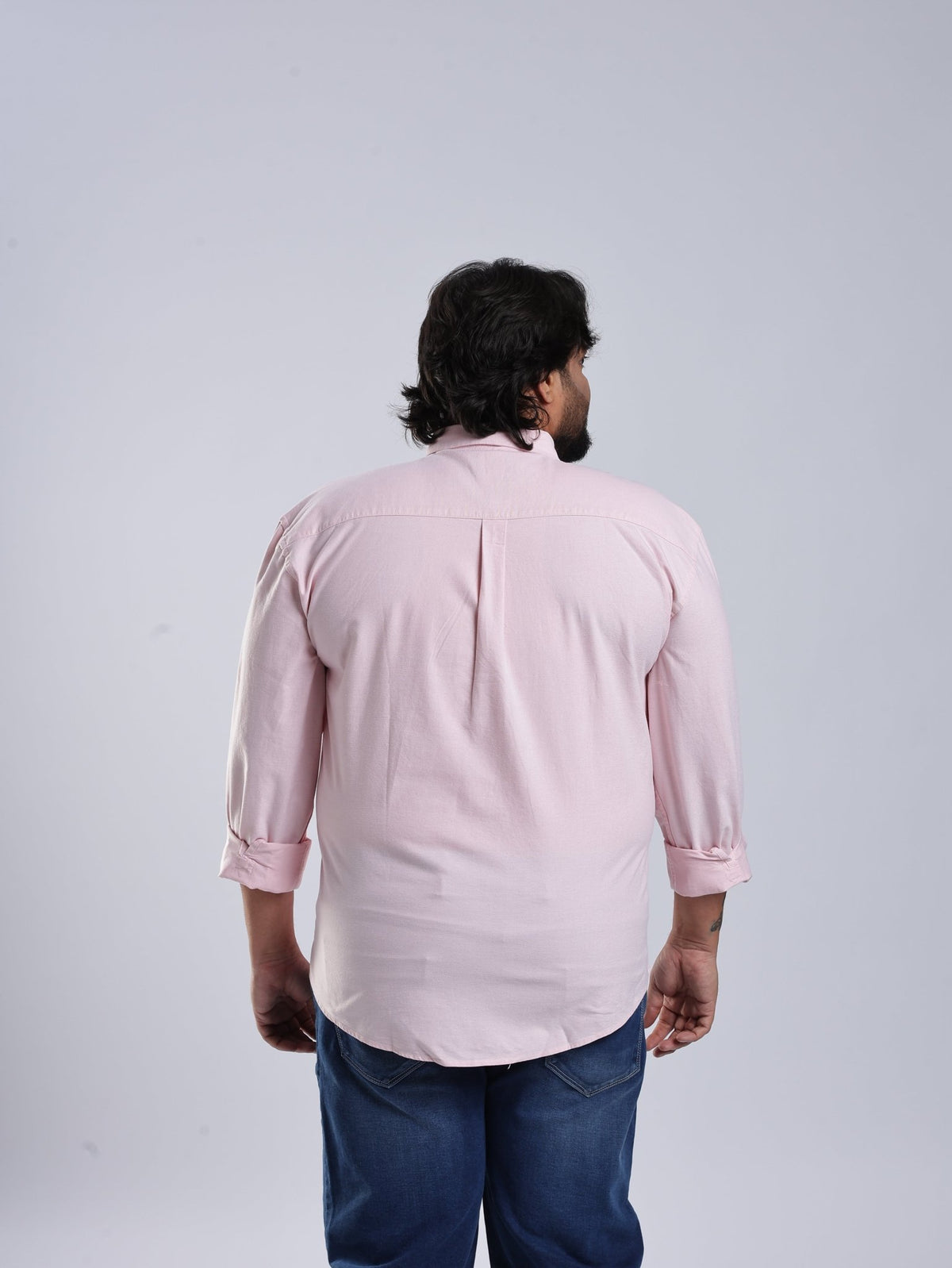 Telodo - Relaxed Fit Plain Plus Size Shirt - Light Pink - Espanshe