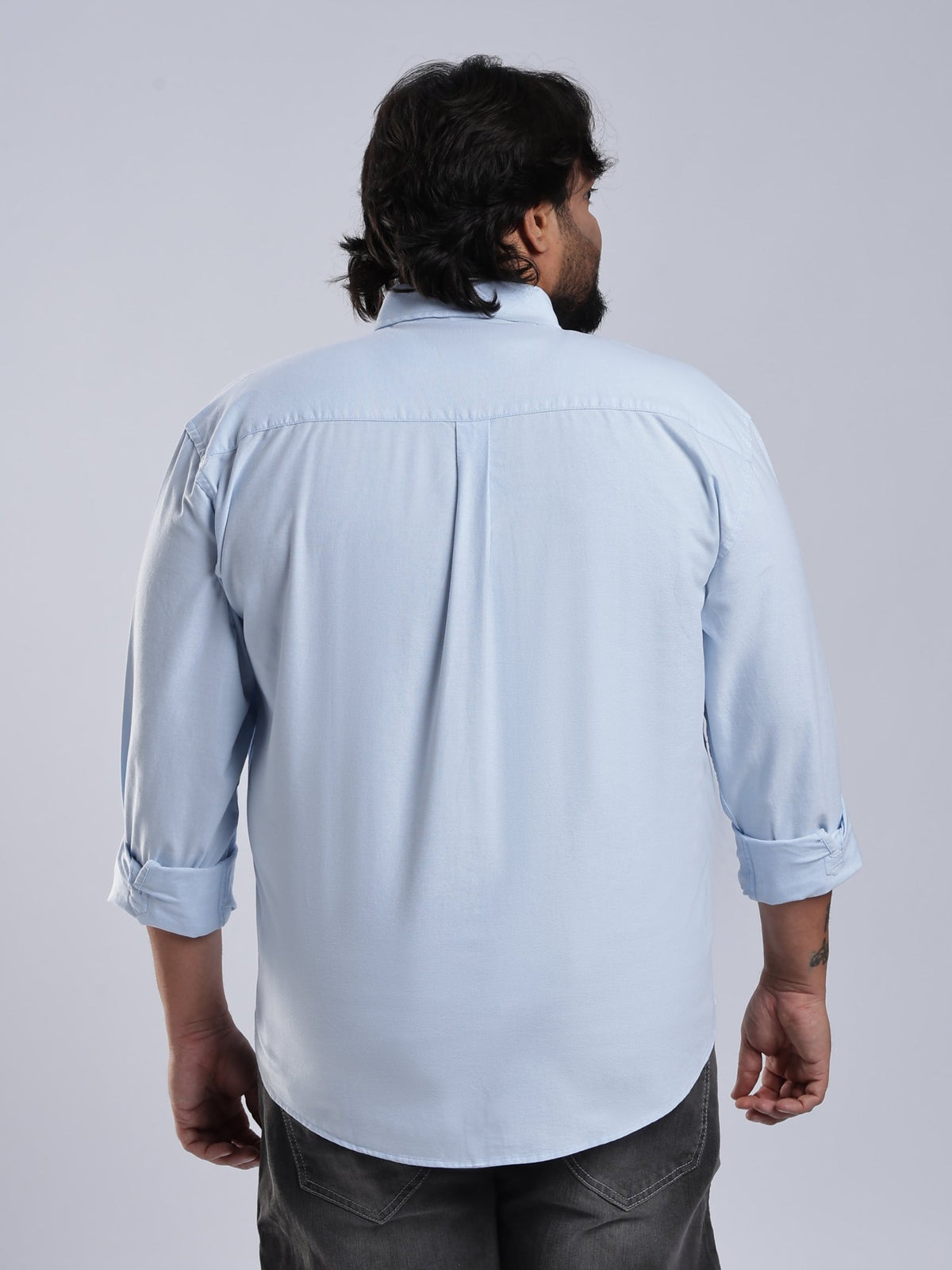 Telodo - Relaxed Fit Plain Plus Size Shirt - Sky Blue - Espanshe