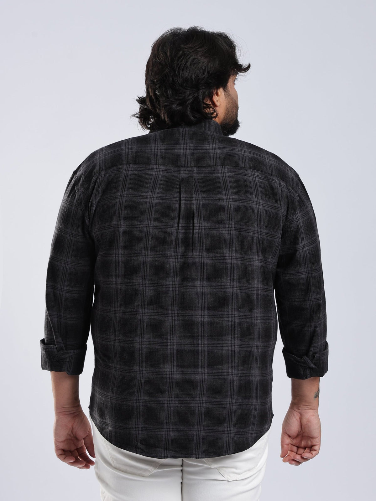 Rani - Relaxed Fit Checks Plus Size Shirt - Black - Espanshe