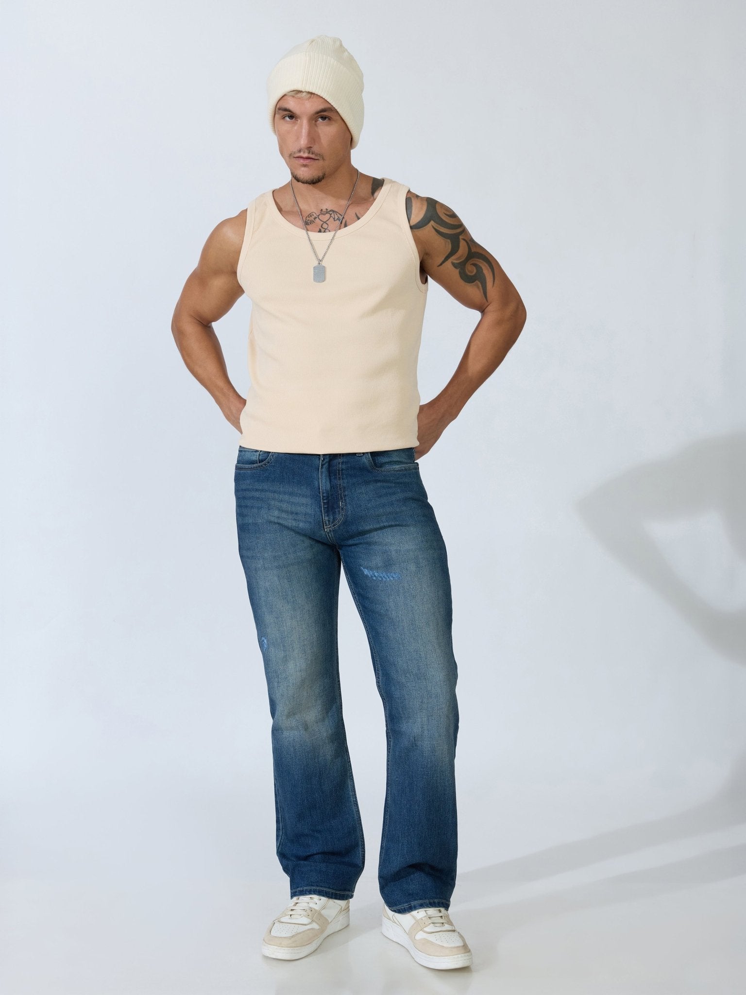 Brim - Straight Fit Jeans - Blue Shade - Espanshe