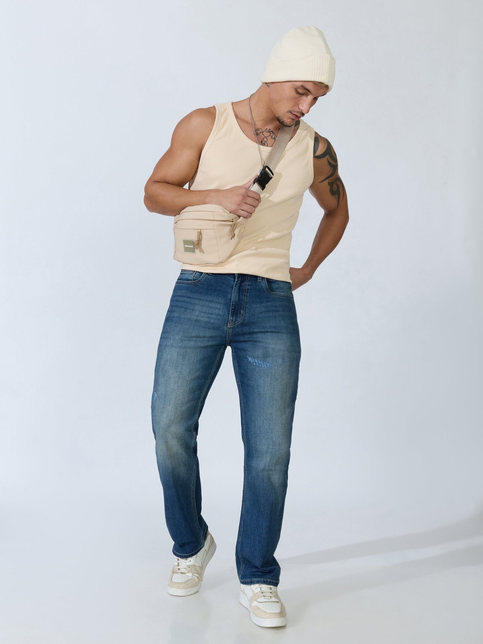 Brim - Straight Fit Jeans - Blue Shade - Espanshe